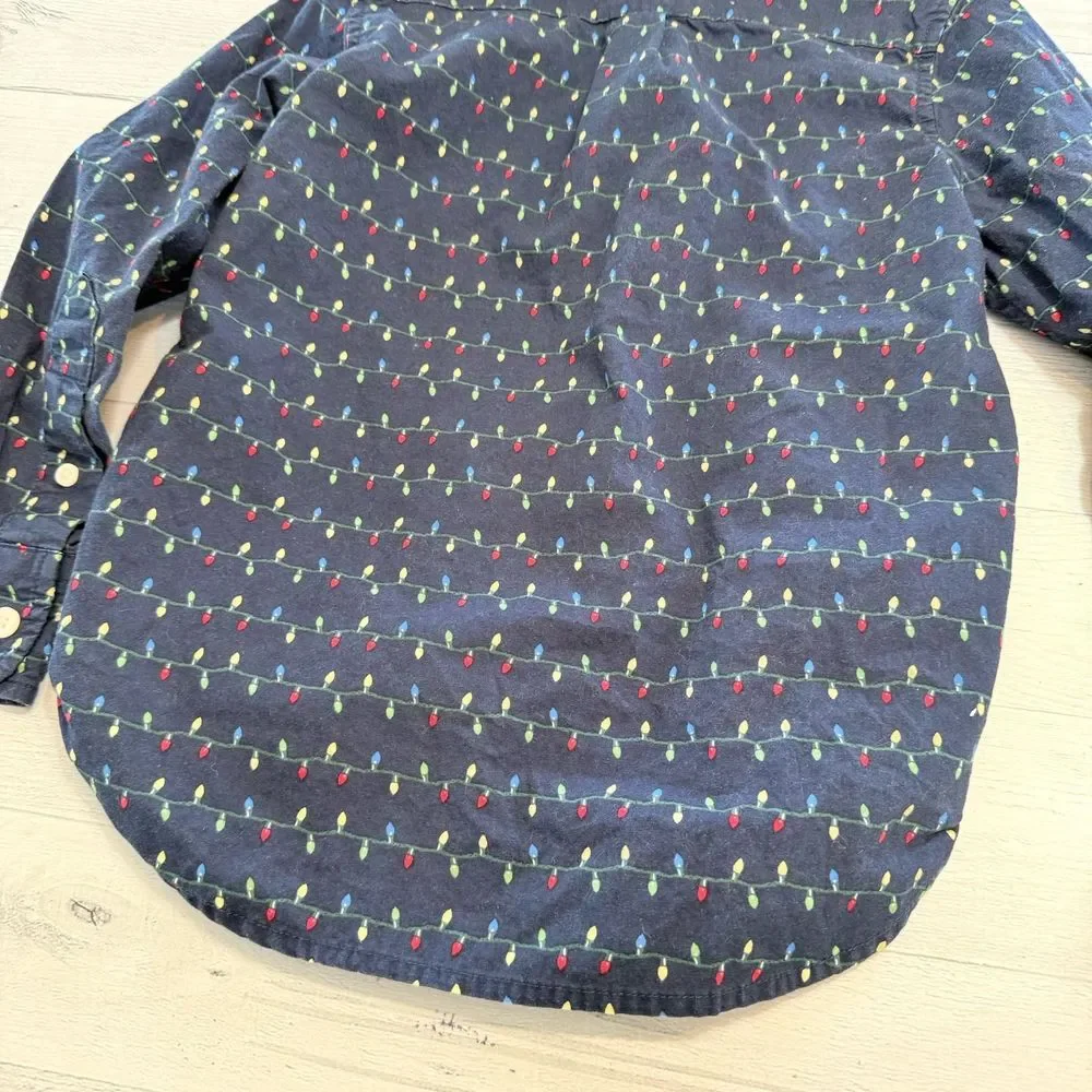 Gap kids Christmas light button down shirt XS‎